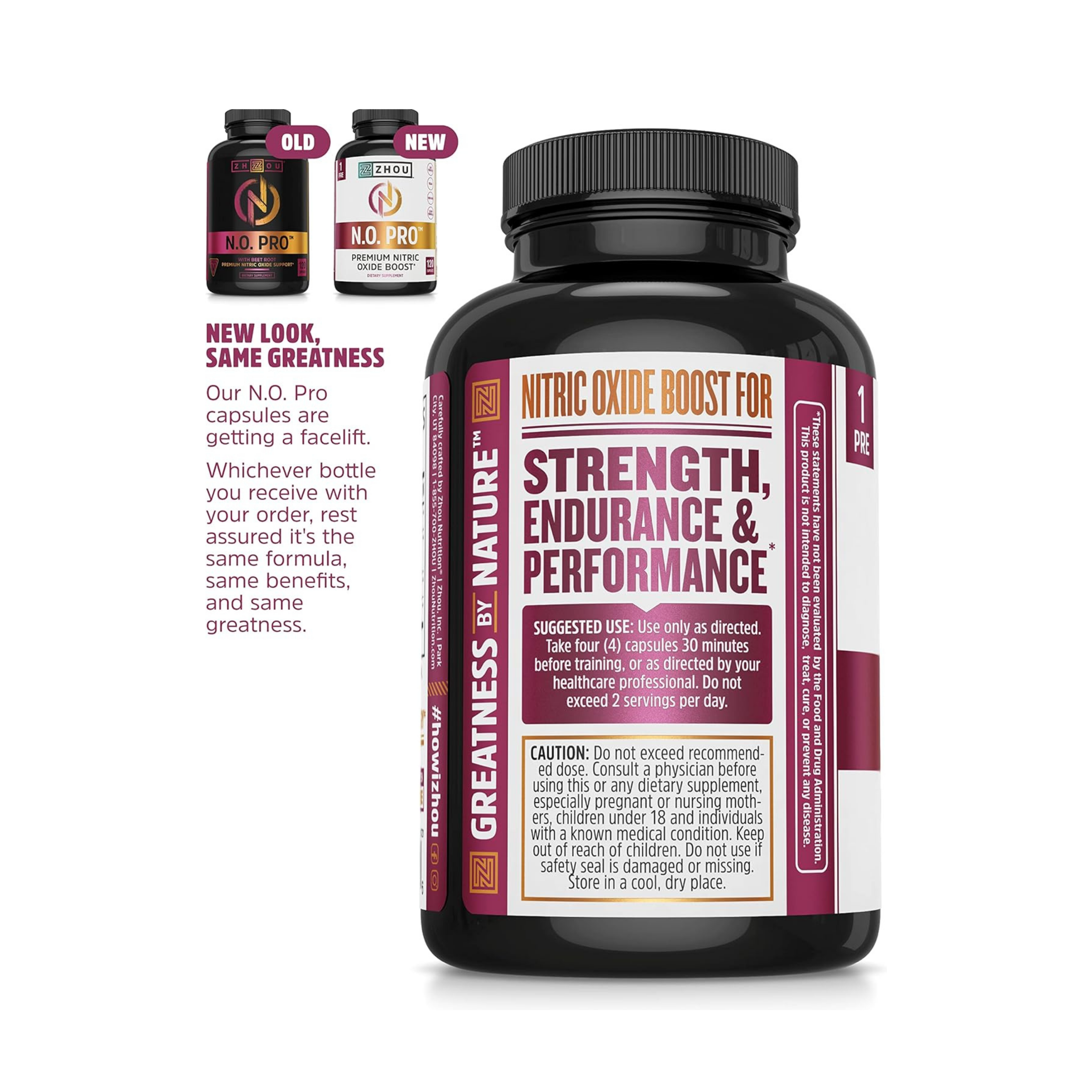 Zhou, N.O. Pro, Premium Nitric Oxide Boost,  120 Veggie Capsules