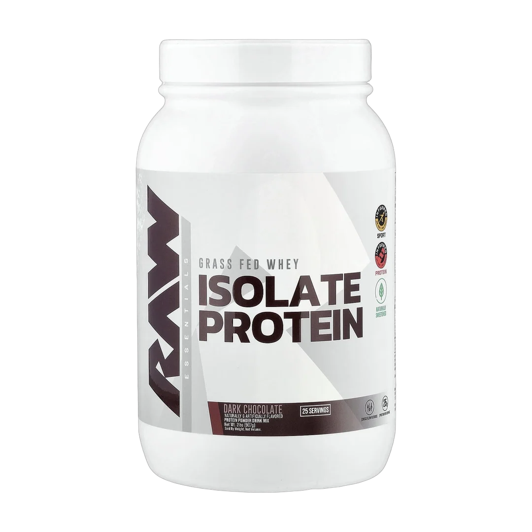 Raw Nutrition, Essentials, Grass Fed Whey Isolate Protein, Dark Chocolate, 2 lb (907 g)