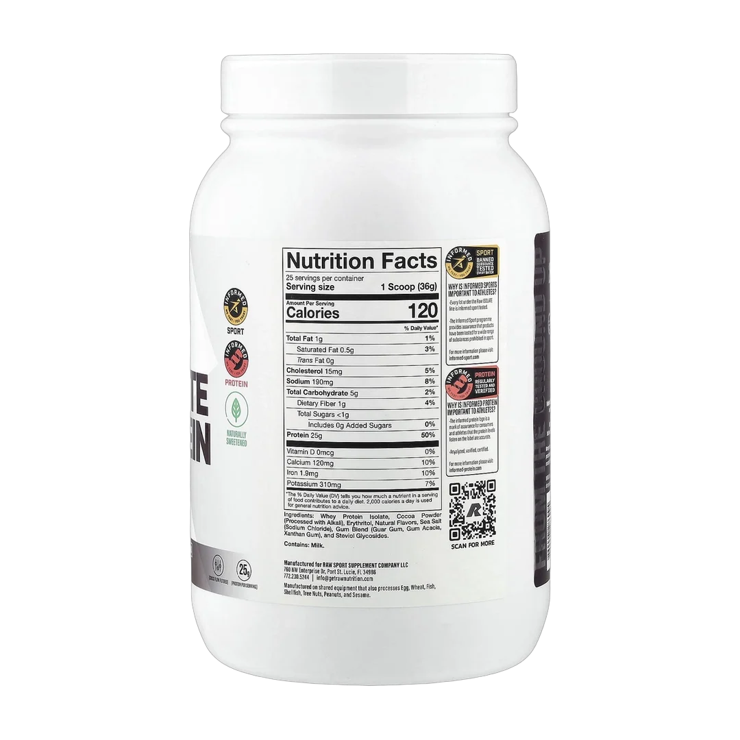 Raw Nutrition, Essentials, Grass Fed Whey Isolate Protein, Dark Chocolate, 2 lb (907 g)