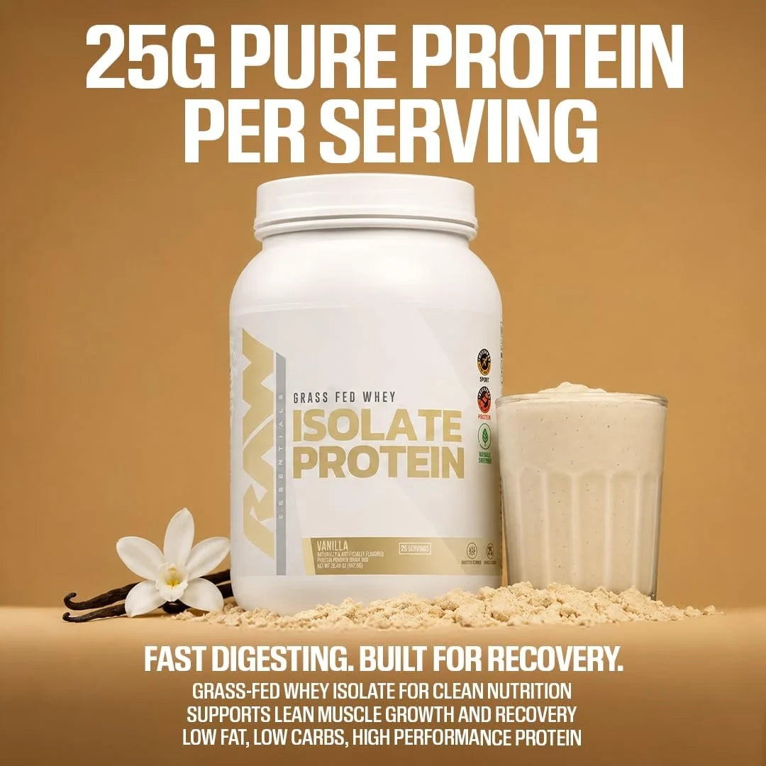 Raw Nutrition, Essentials, Grass Fed Whey Isolate Protein, Dark Chocolate, 2 lb (907 g)