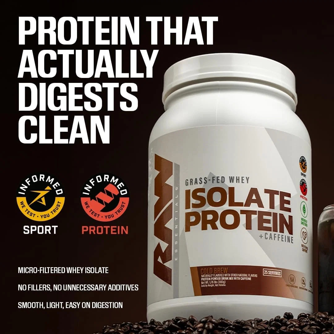 Raw Nutrition, Essentials, Grass Fed Whey Isolate Protein, Dark Chocolate, 2 lb (907 g)
