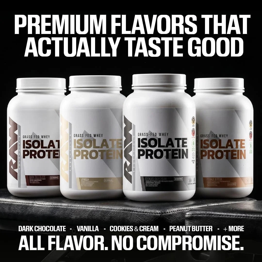 Raw Nutrition, Essentials, Grass Fed Whey Isolate Protein, Dark Chocolate, 2 lb (907 g)