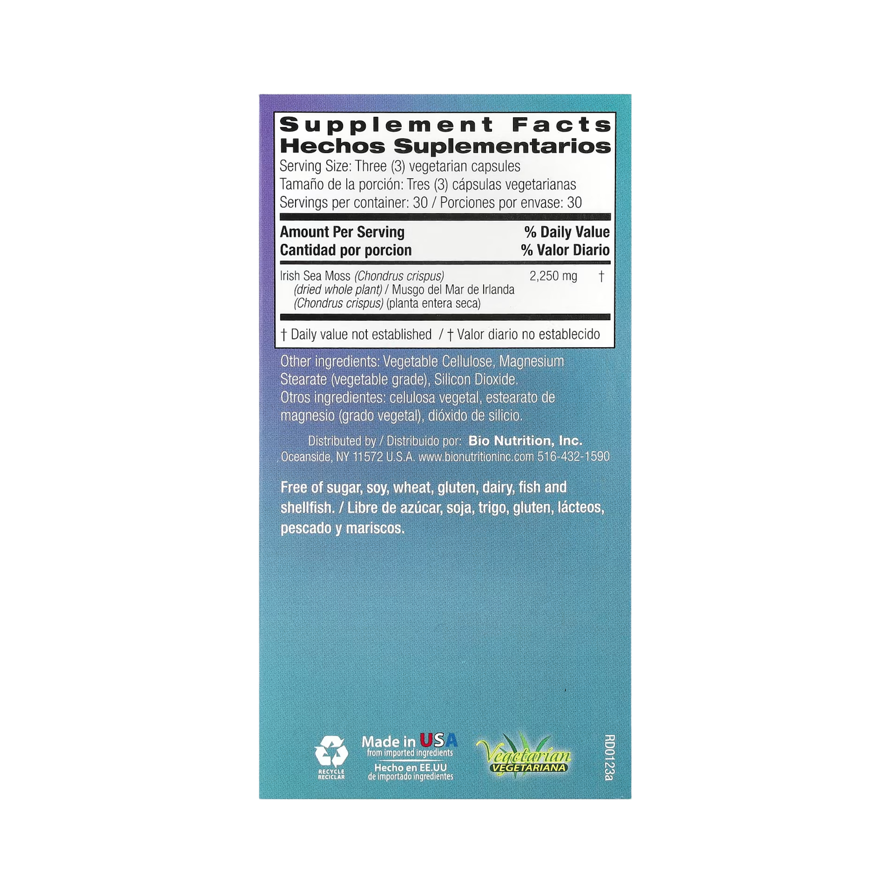 Bio Nutrition, Irish Sea Moss, 90 Vegetarian Capsules