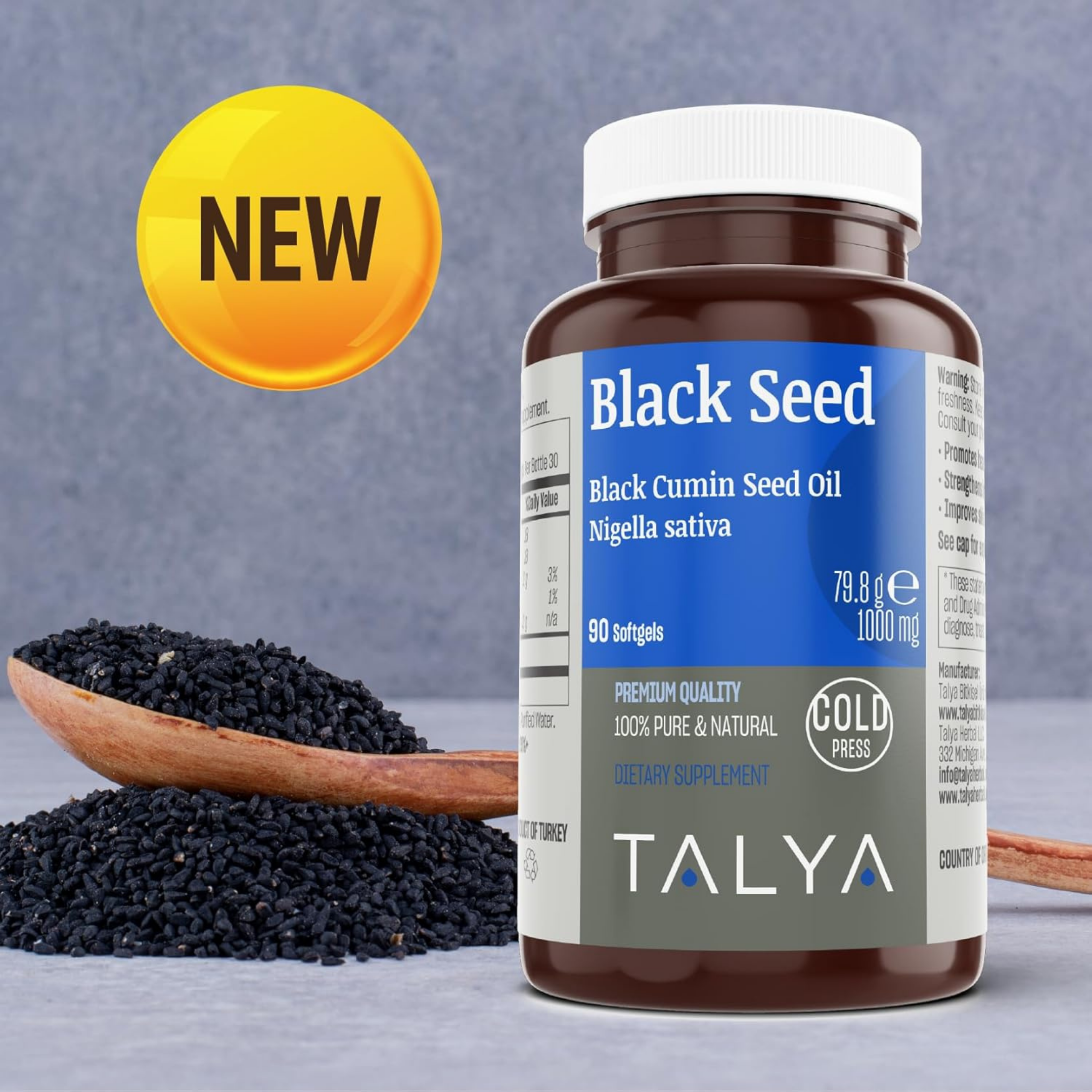 Talya, Black Seed Oil, 90 Softgels