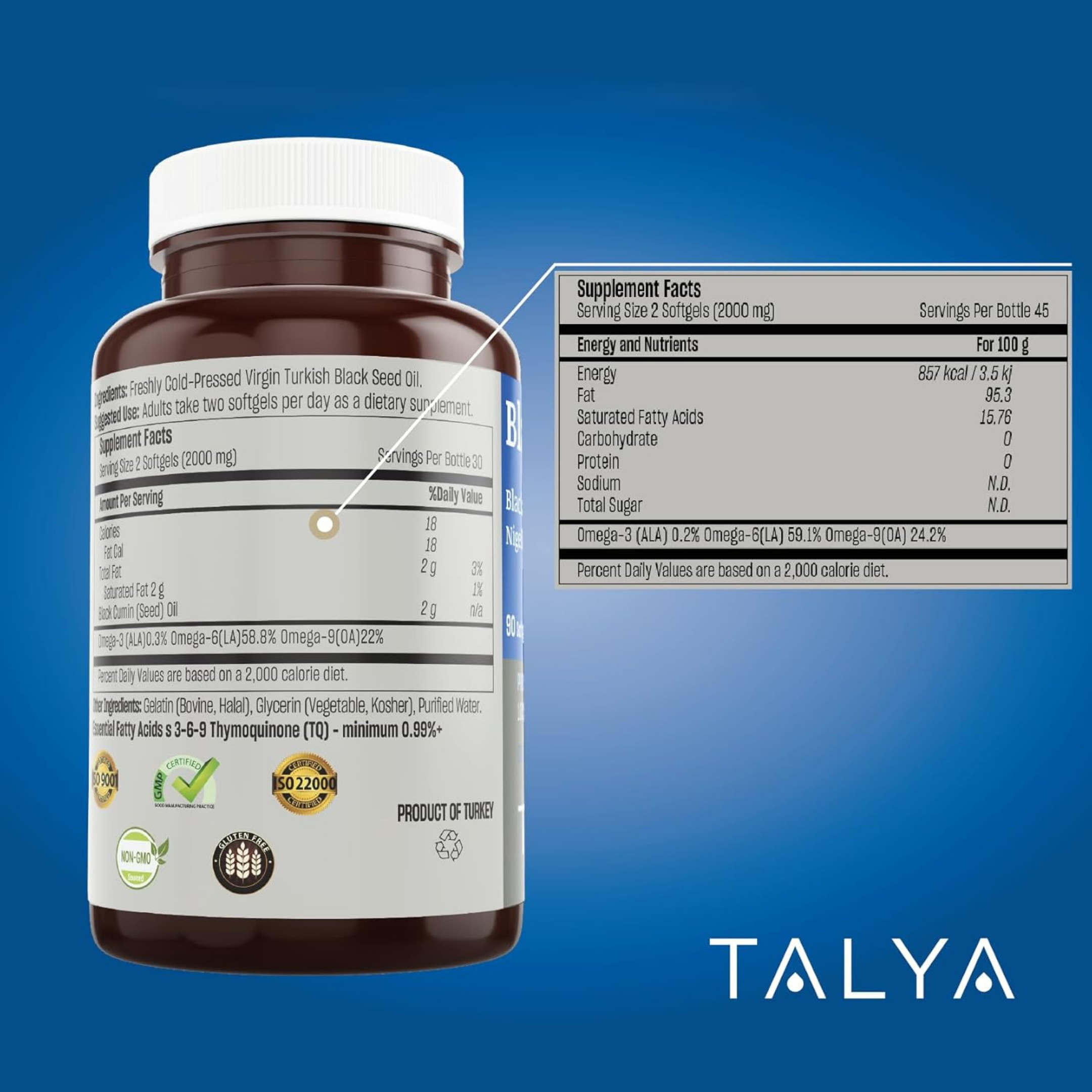 Talya, Black Seed Oil, 90 Softgels