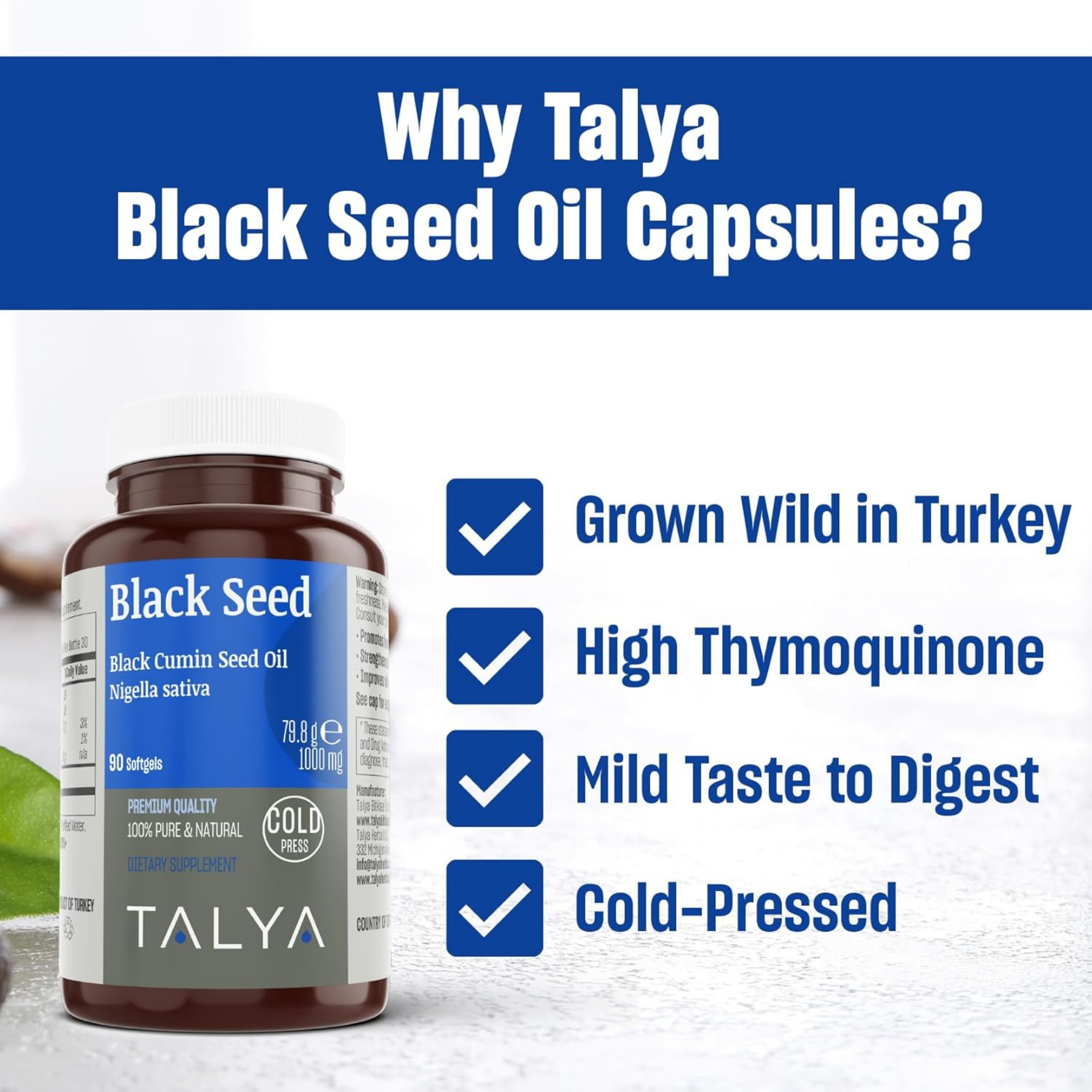 Talya, Black Seed Oil, 90 Softgels