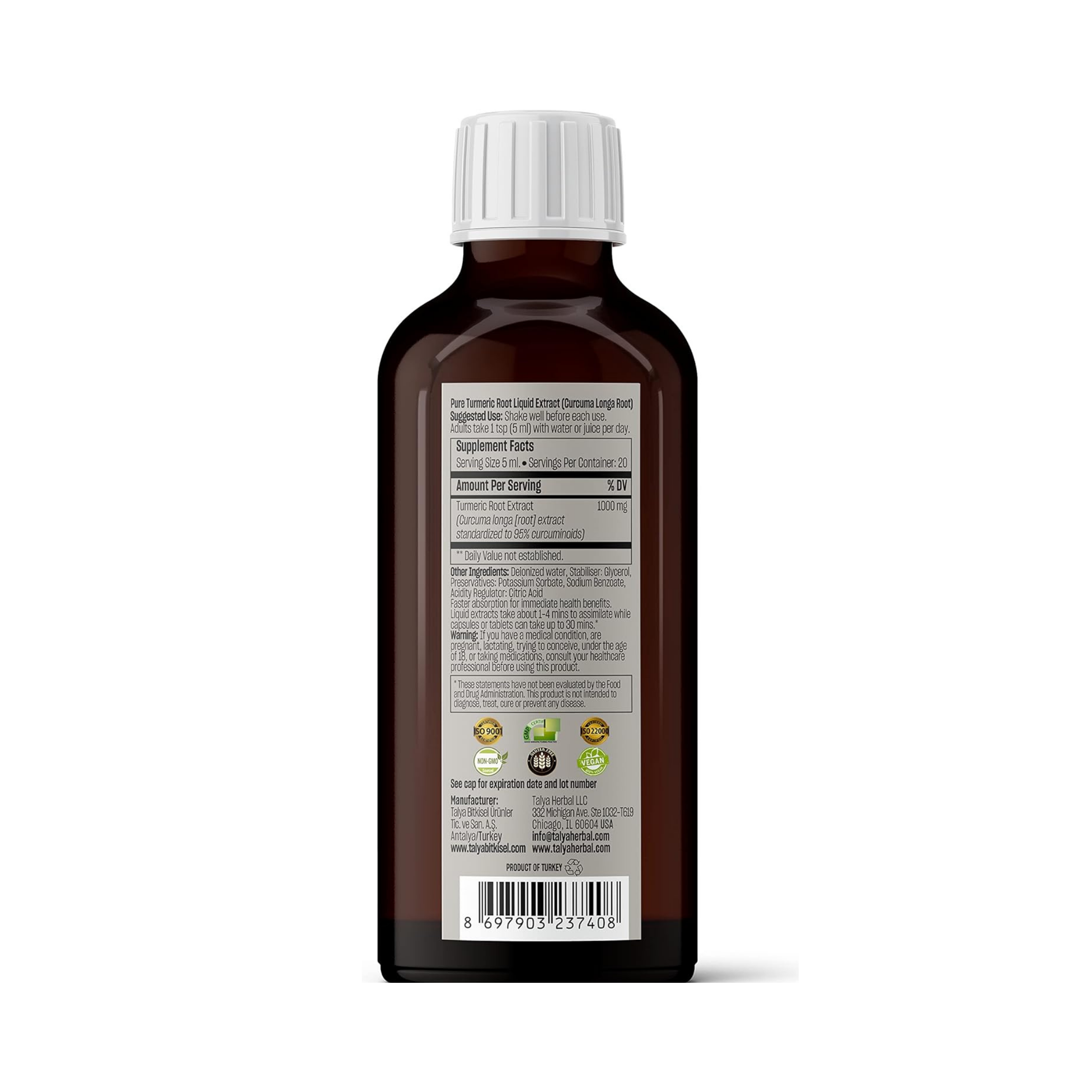 Talya, Turmeric Extract,1000 Mg, 3.38 Oz