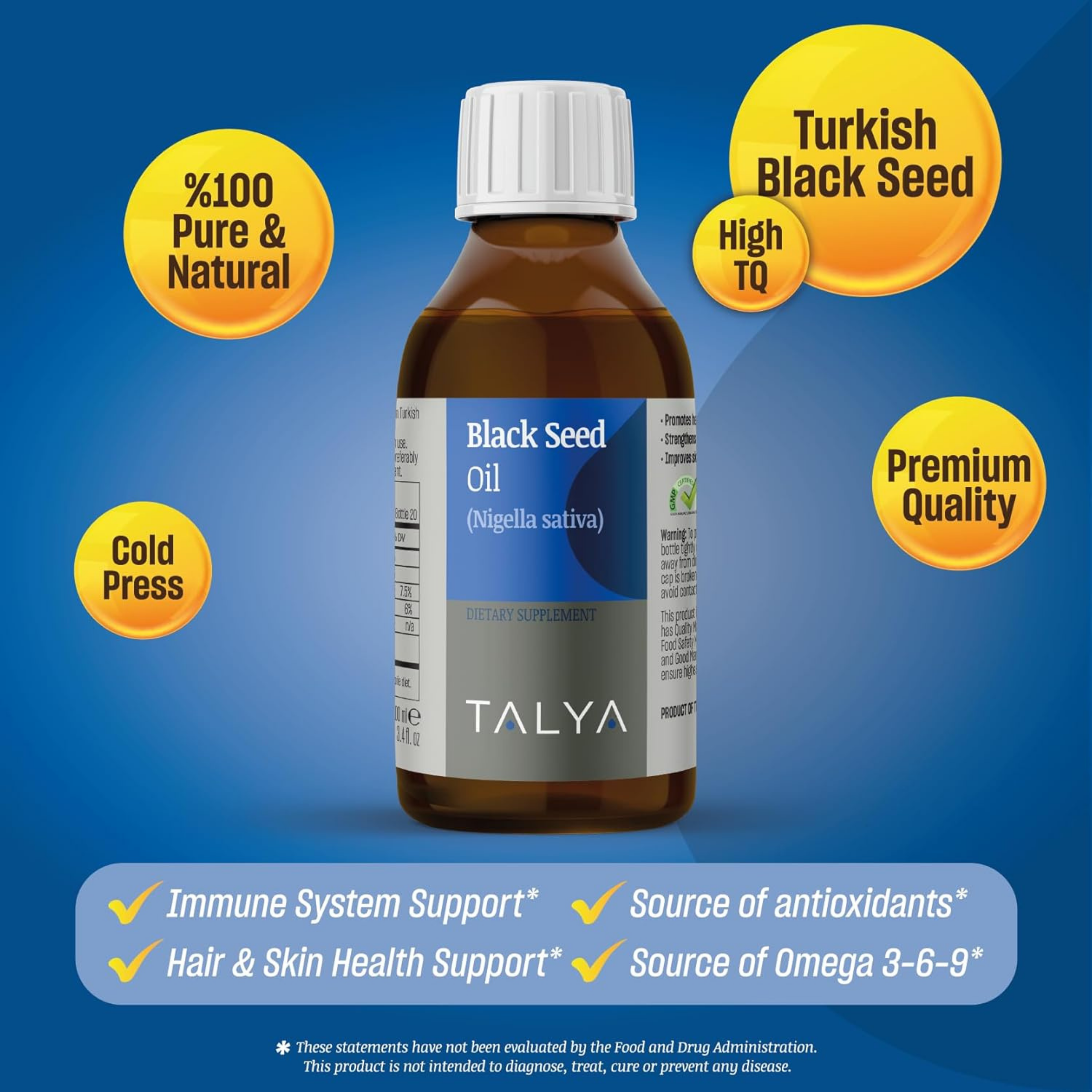 Talya, Black Seed Oil 100% Virgin, 3.45 Oz