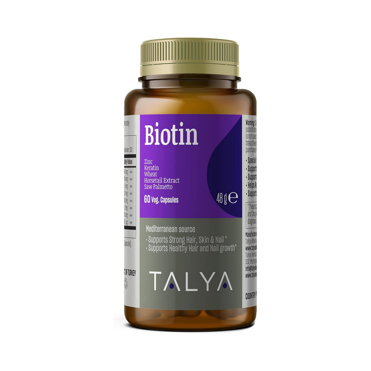 Talya, Biotin, 60 Veg Capsules