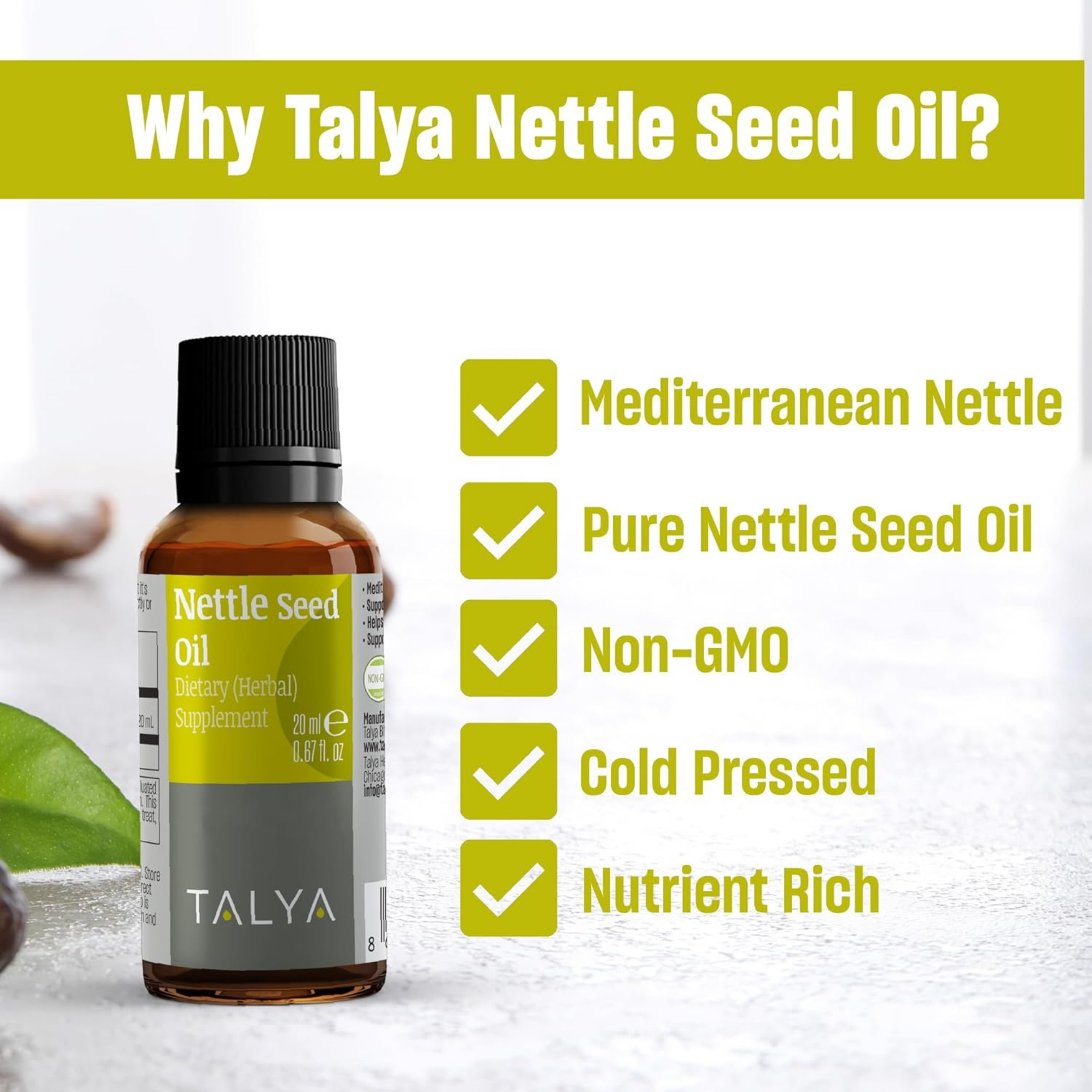 Talya, Nettle Seed Oil, 0.67 Oz