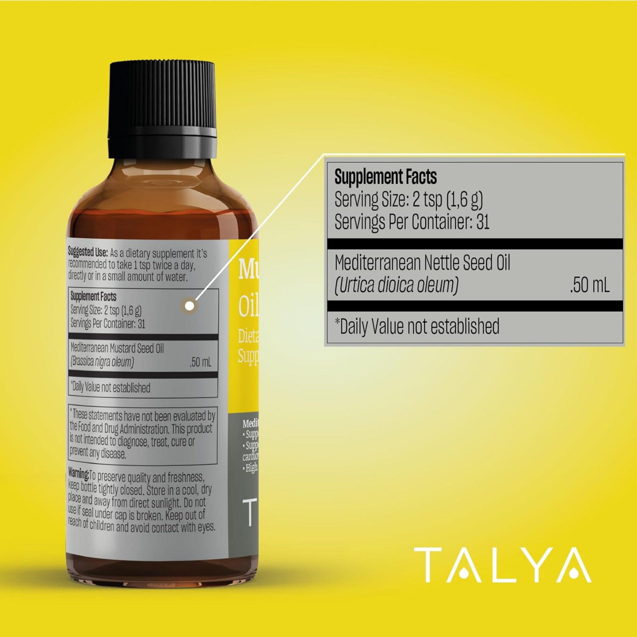 Talya, Mustard Seed Oil, 1.7 Oz
