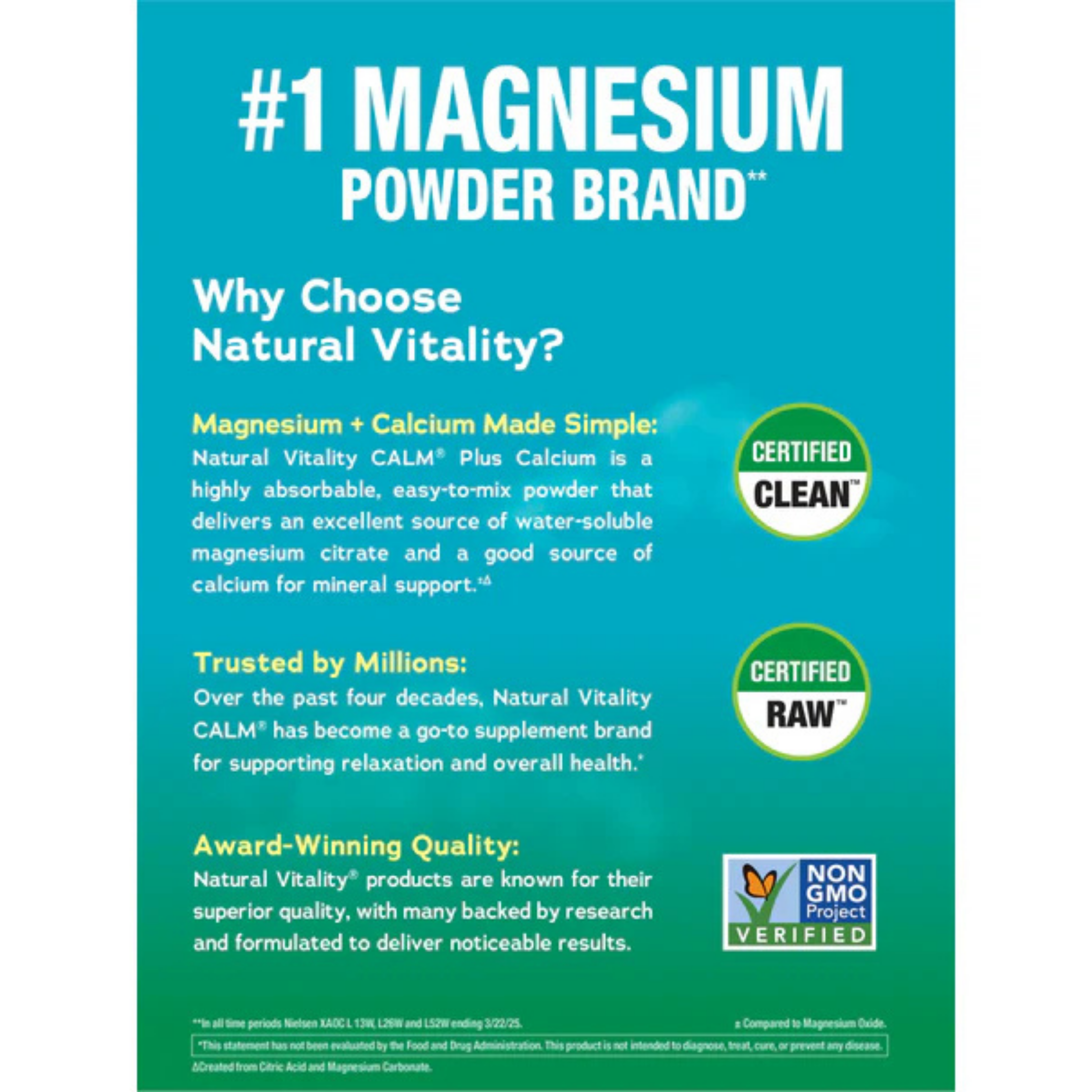 Natural Vitality, CALM, Plus Calcium, Drink Mix, Raspberry-Lemon, 16 oz , 453 g