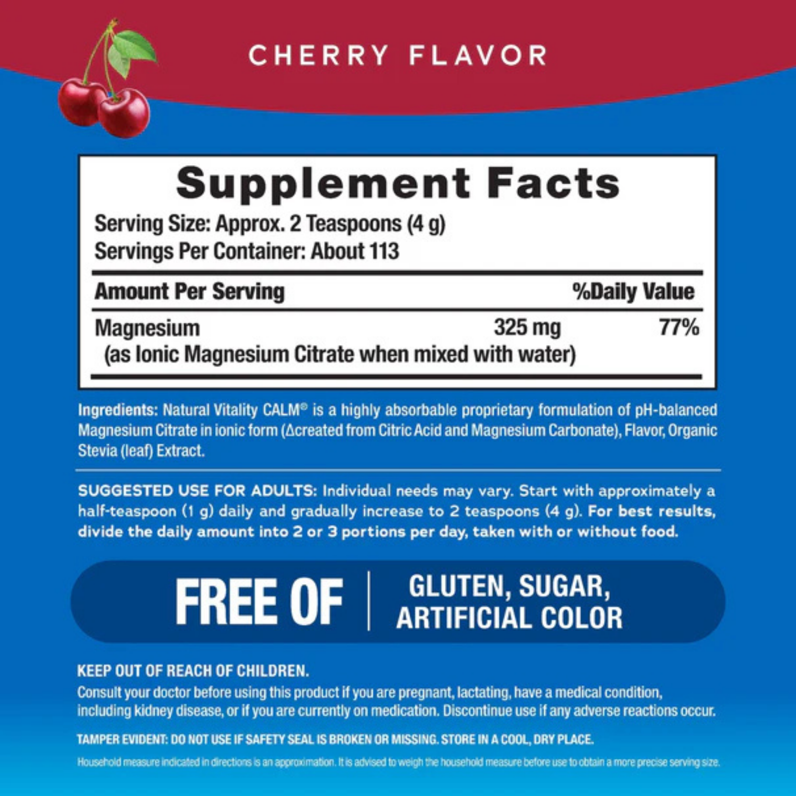 Natural Vitality, CALM, Magnesium Citrate + Glycinate, Cherry, 16 oz, 453g