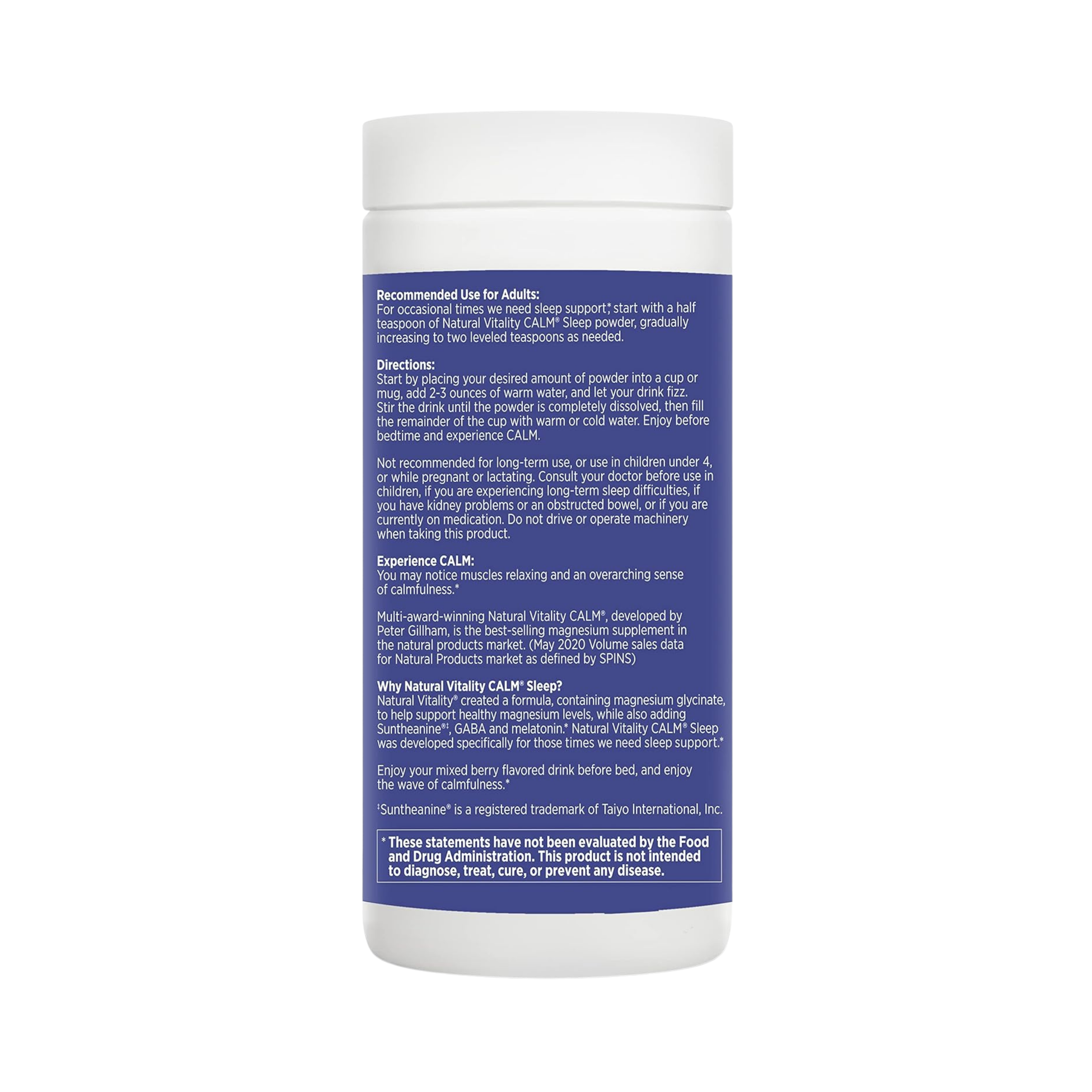 Natural Vitality, CALM Sleep, Magnesium Supplement Drink Mix, Mixed Berry, 6 oz, 170 g