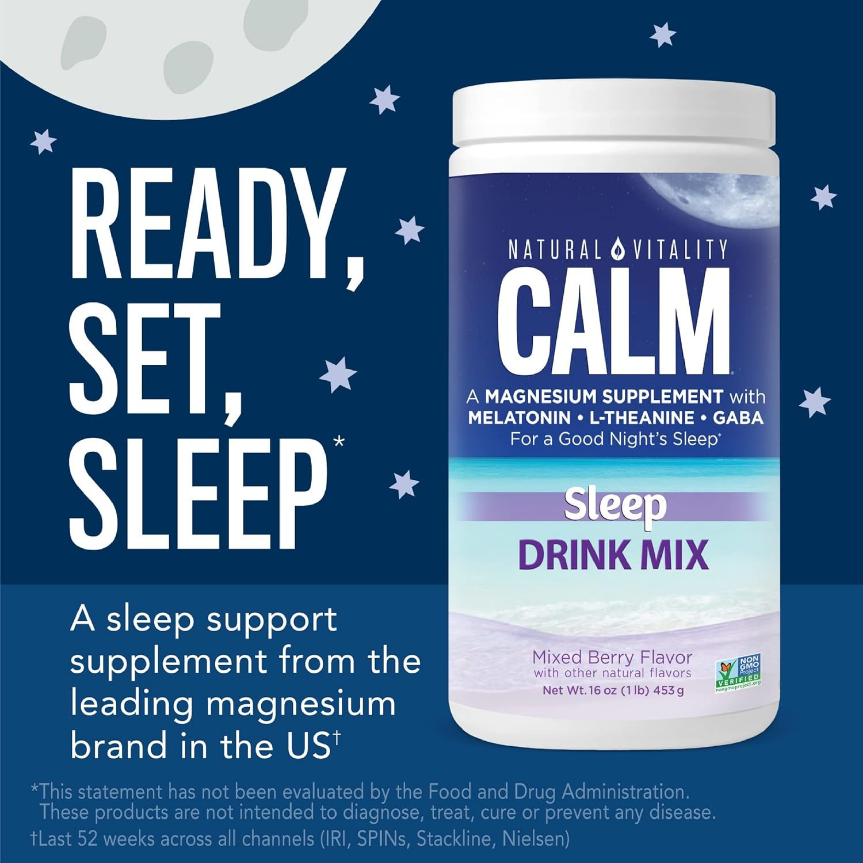 Natural Vitality, CALM Sleep, Magnesium Supplement Drink Mix, Mixed Berry, 6 oz, 170 g