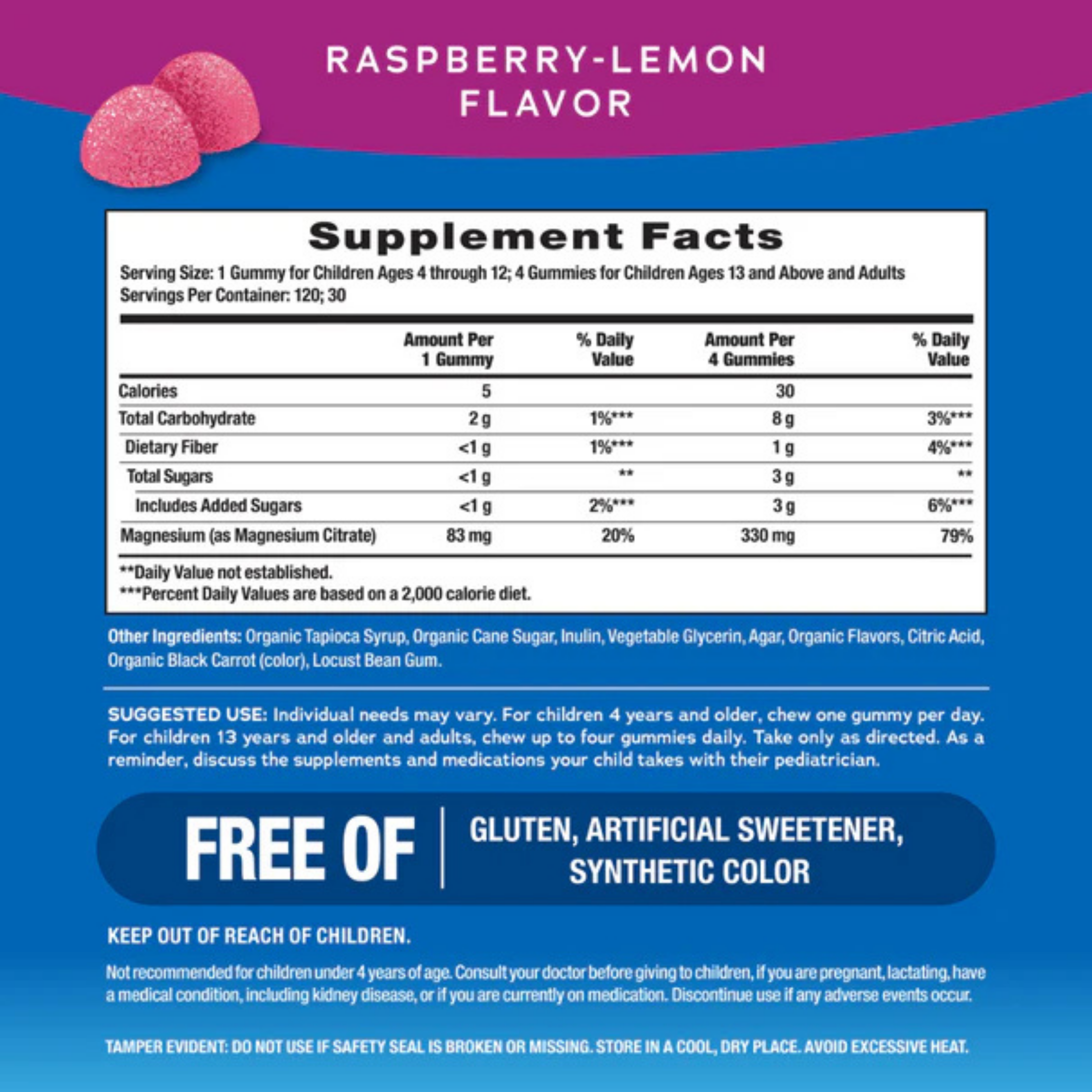 Natural Vitality, CALM, Magnesium Supplement, Raspberry-Lemon, 120 Gummies