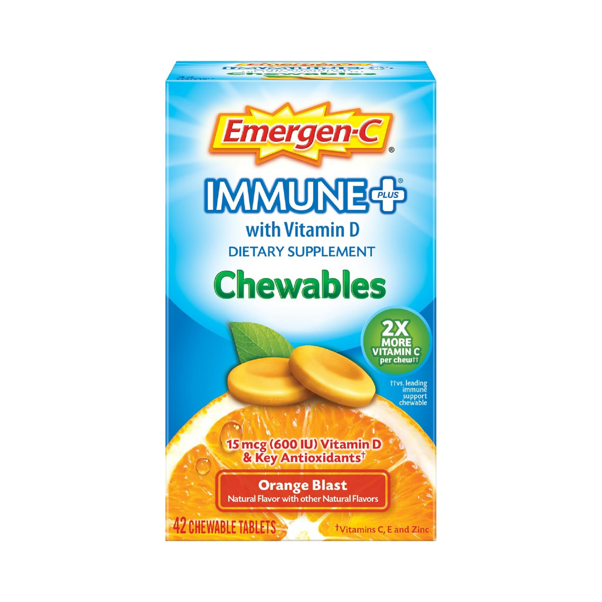Emergen-C, Vitamin C with Vitamin D Chewable Tablets, 1000 Mg, 42 Count
