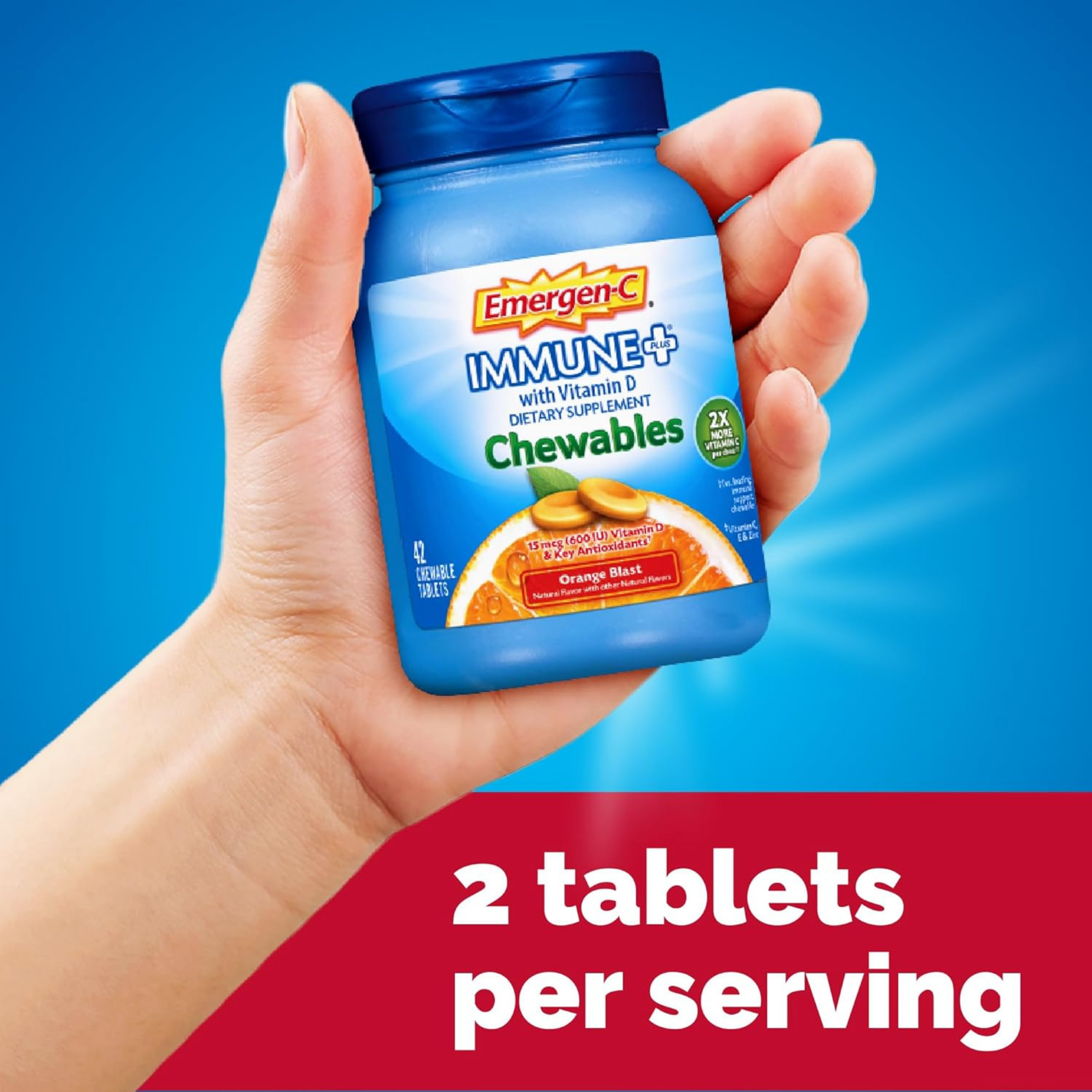 Emergen-C, Vitamin C with Vitamin D Chewable Tablets, 1000 Mg, 42 Count