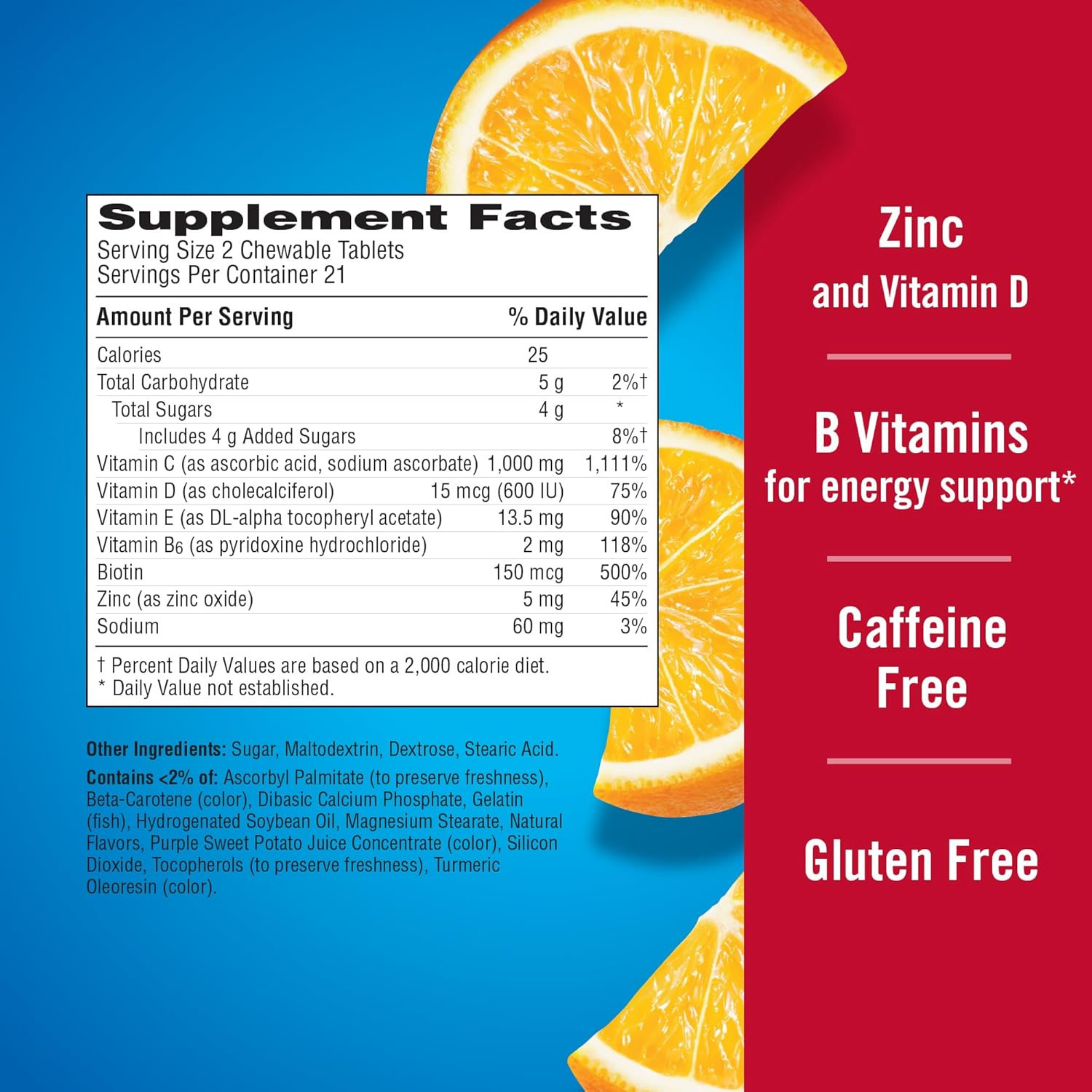 Emergen-C, Vitamin C with Vitamin D Chewable Tablets, 1000 Mg, 42 Count