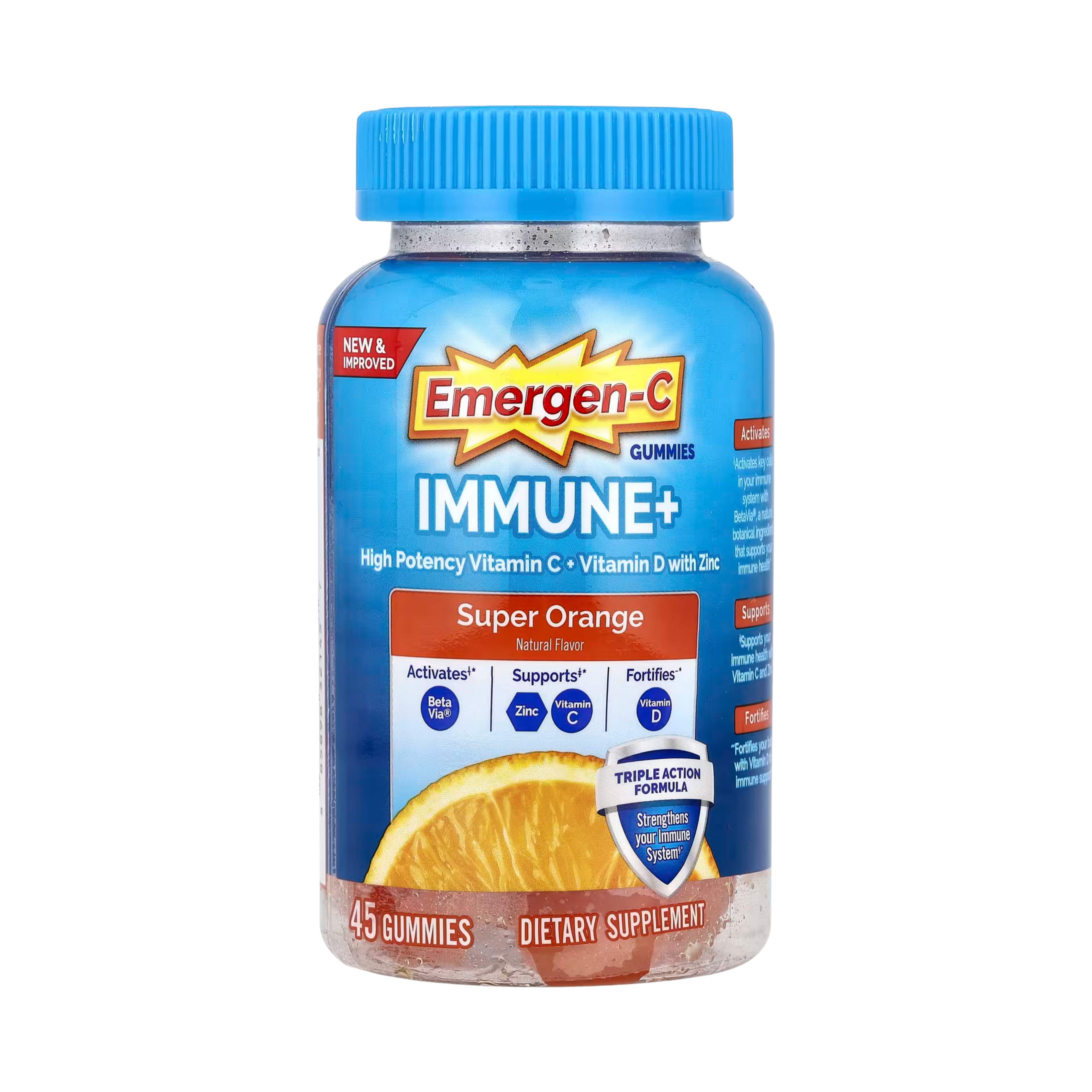 Emergen-C, Immune+ Gummies, Super Orange, 45 Gummies