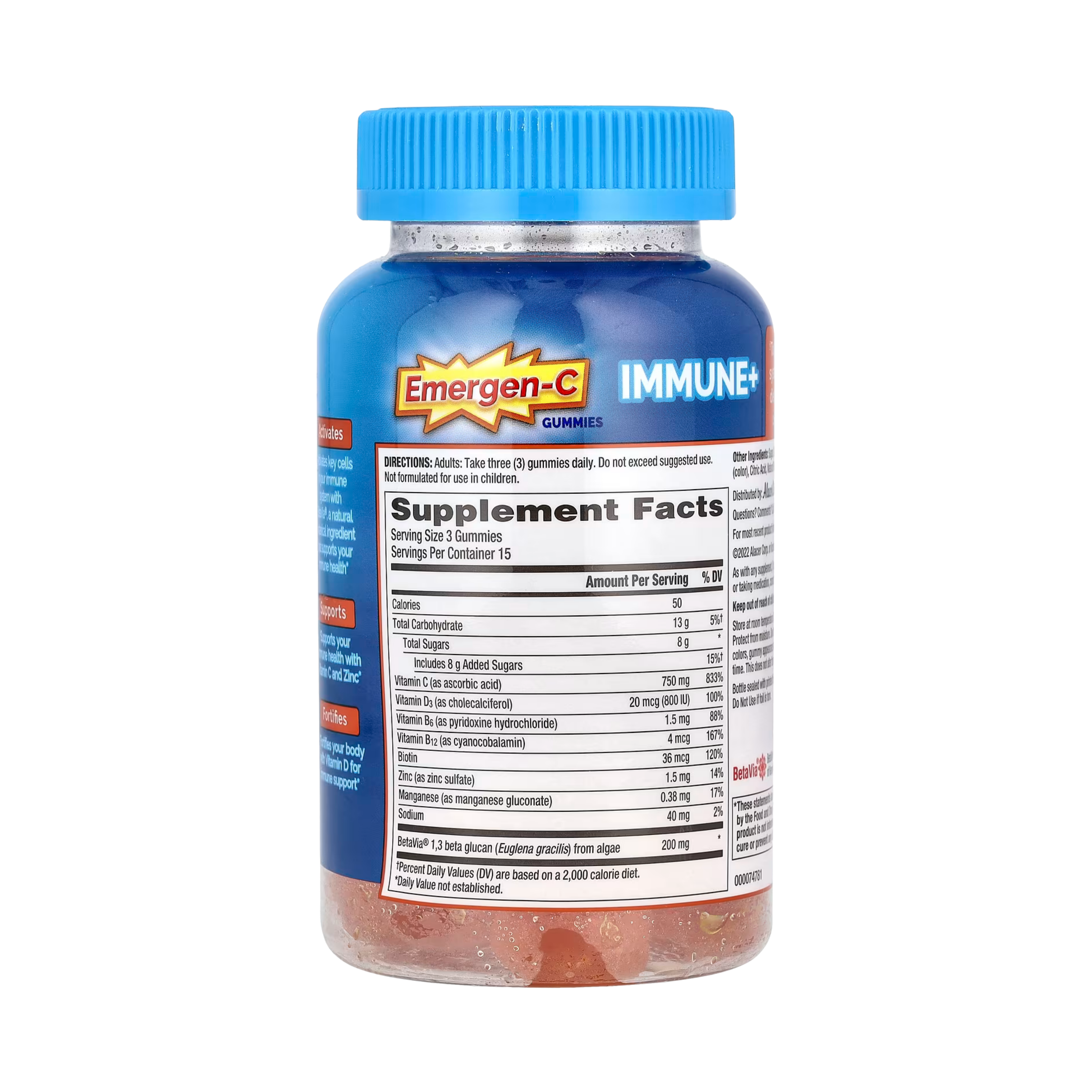 Emergen-C, Immune+ Gummies, Super Orange, 45 Gummies