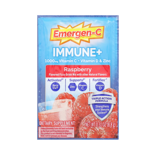 Emergen-C, Immune+ Vitamin C + Vitamin D & Zinc, Raspberry, 30 Packets, 0.31 Oz