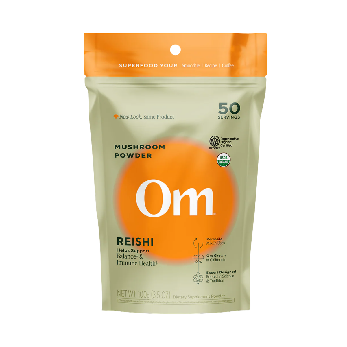 Om Mushrooms, Reishi, Mushroom Powder,  3.5 oz, 100 g