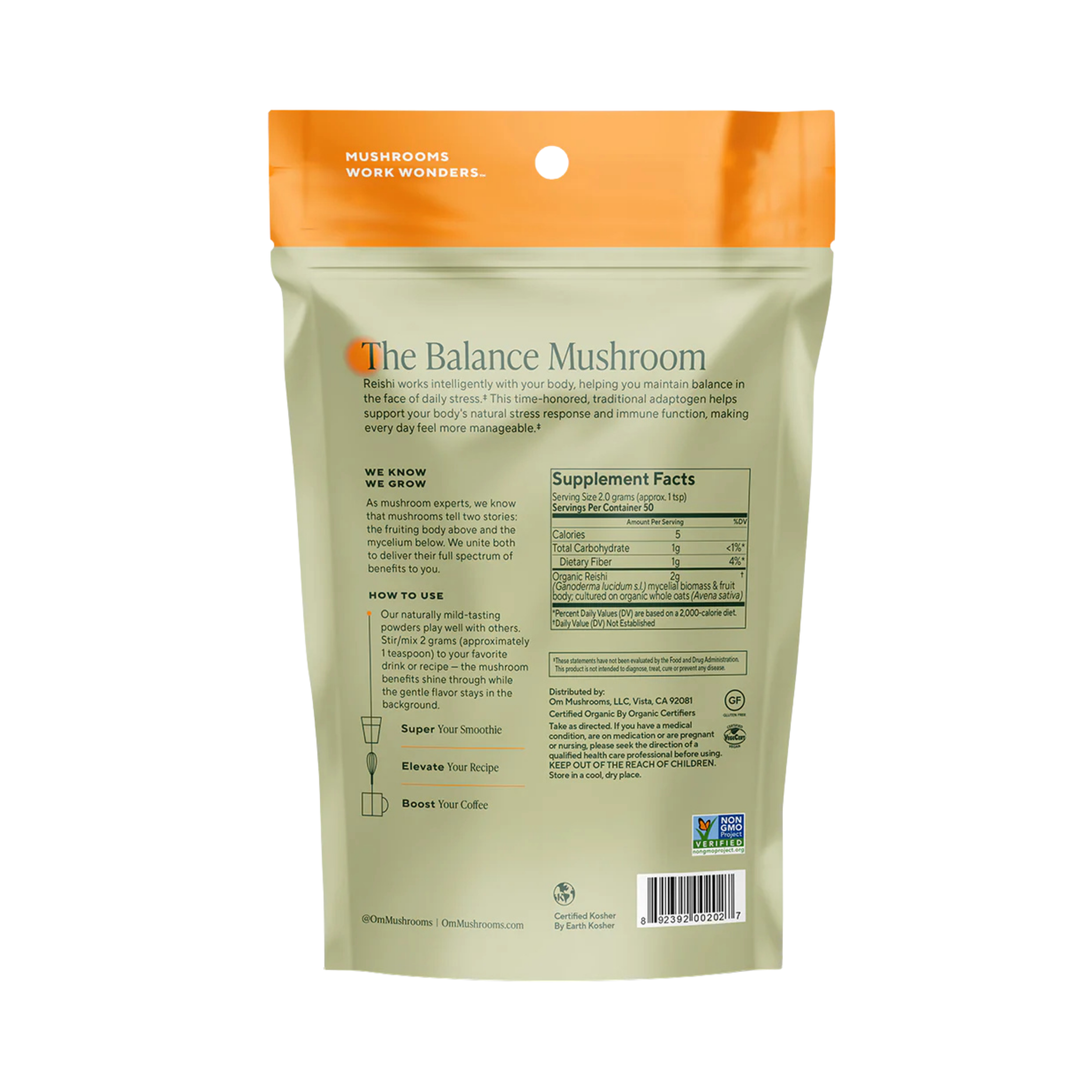 Om Mushrooms, Reishi, Mushroom Powder,  3.5 oz, 100 g