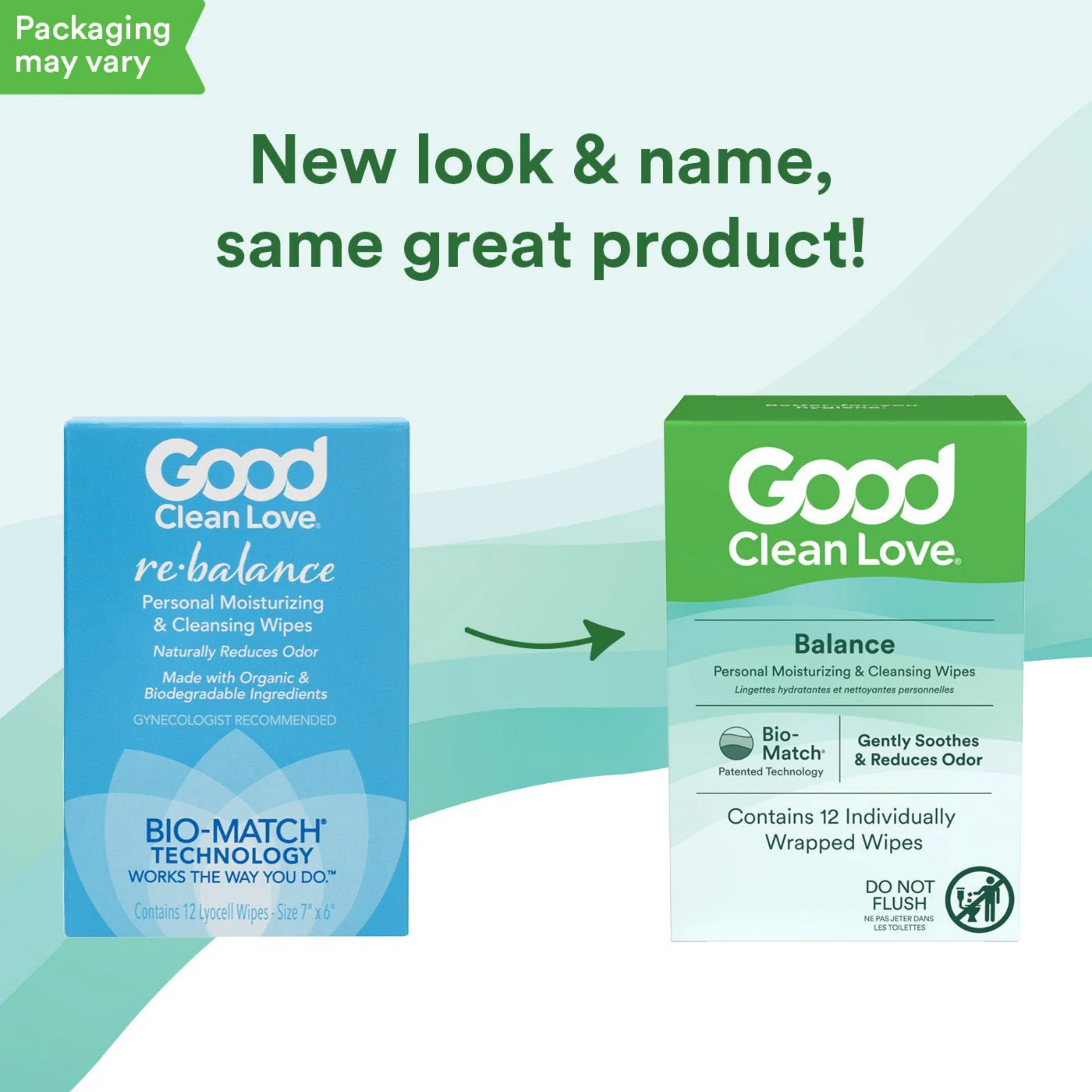 Good Clean Love, Balance Personal Moisturizing & Cleaning Wipes, 12 Wipes