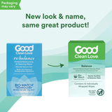 Good Clean Love, Balance Personal Moisturizing & Cleaning Wipes, 12 Wipes