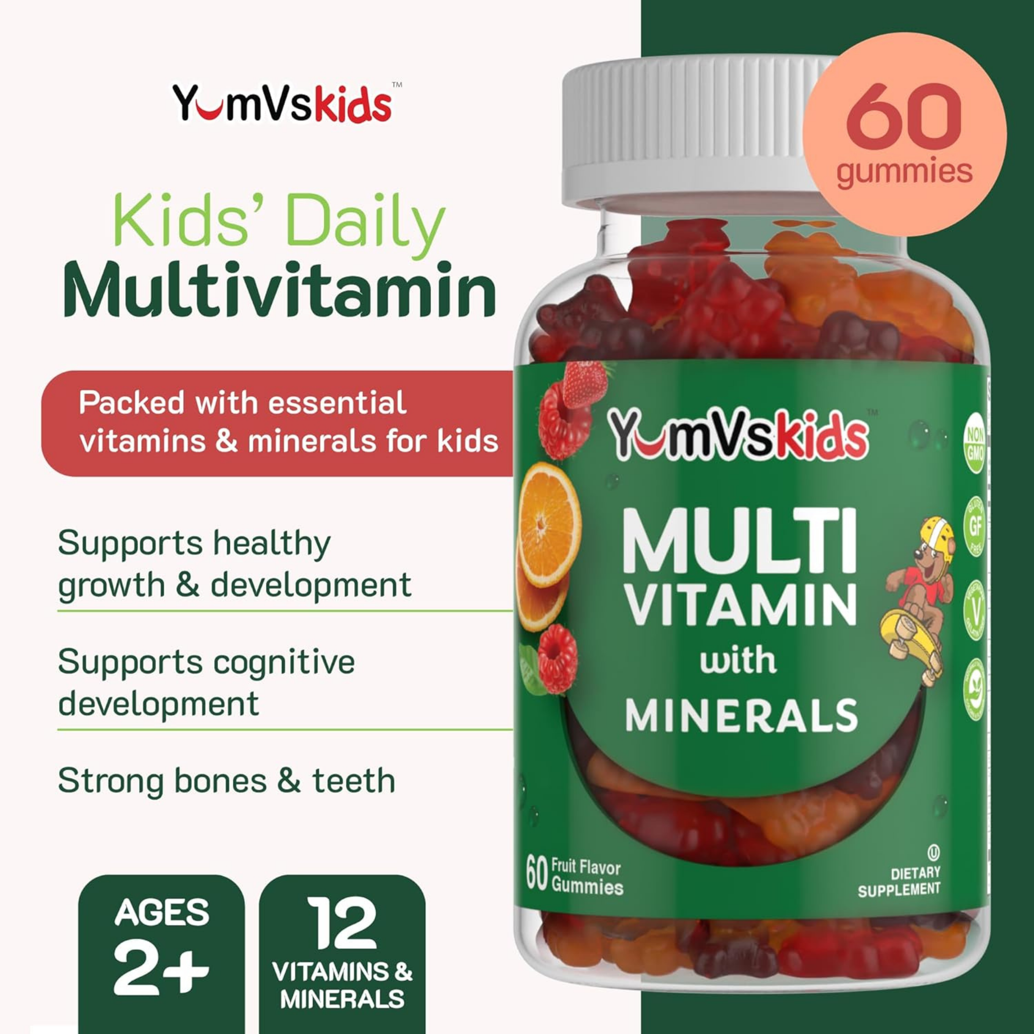 YumVs, Multi Vitamin with Minerals, Fruit, 60 Gummies