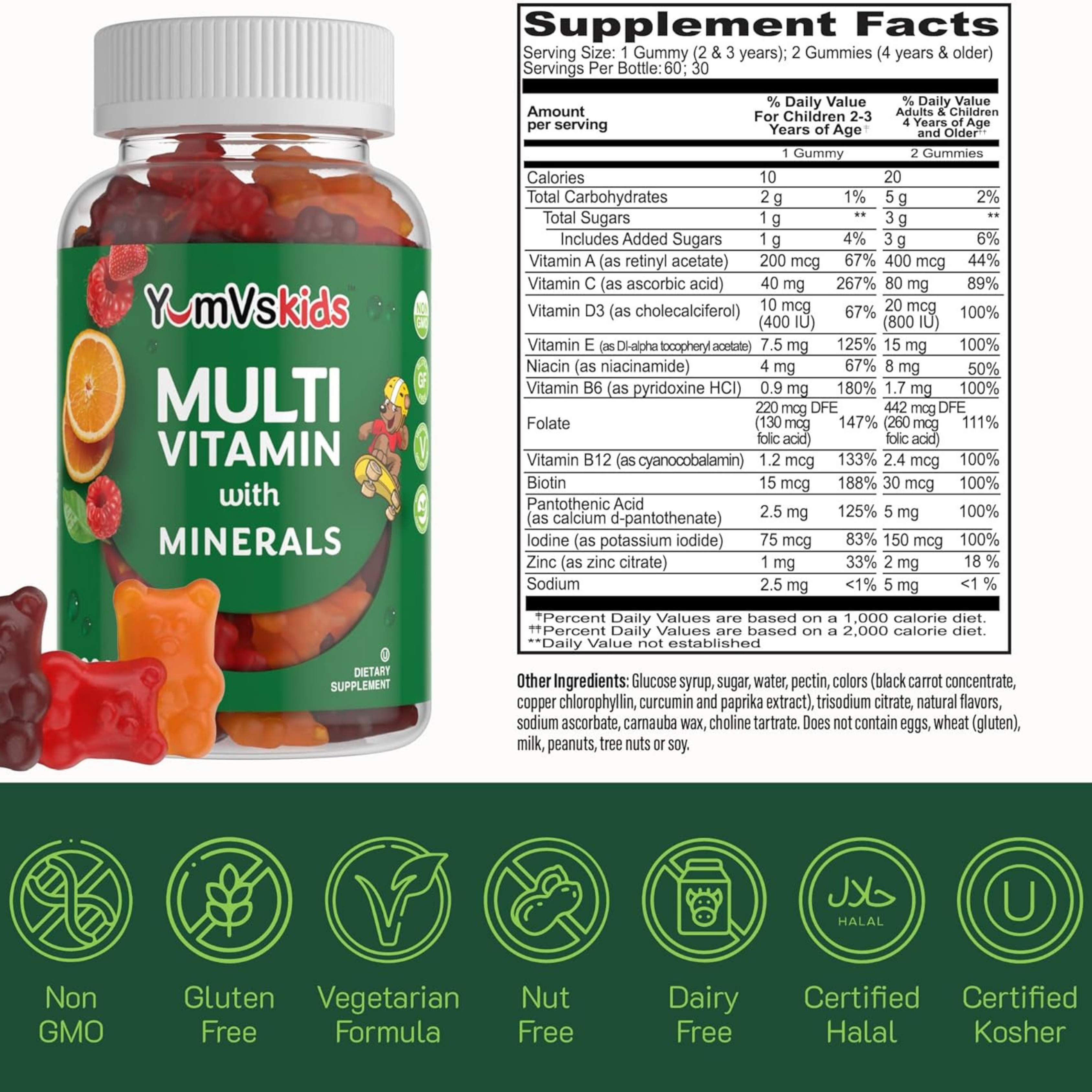 YumVs, Multi Vitamin with Minerals, Fruit, 120 Gummies