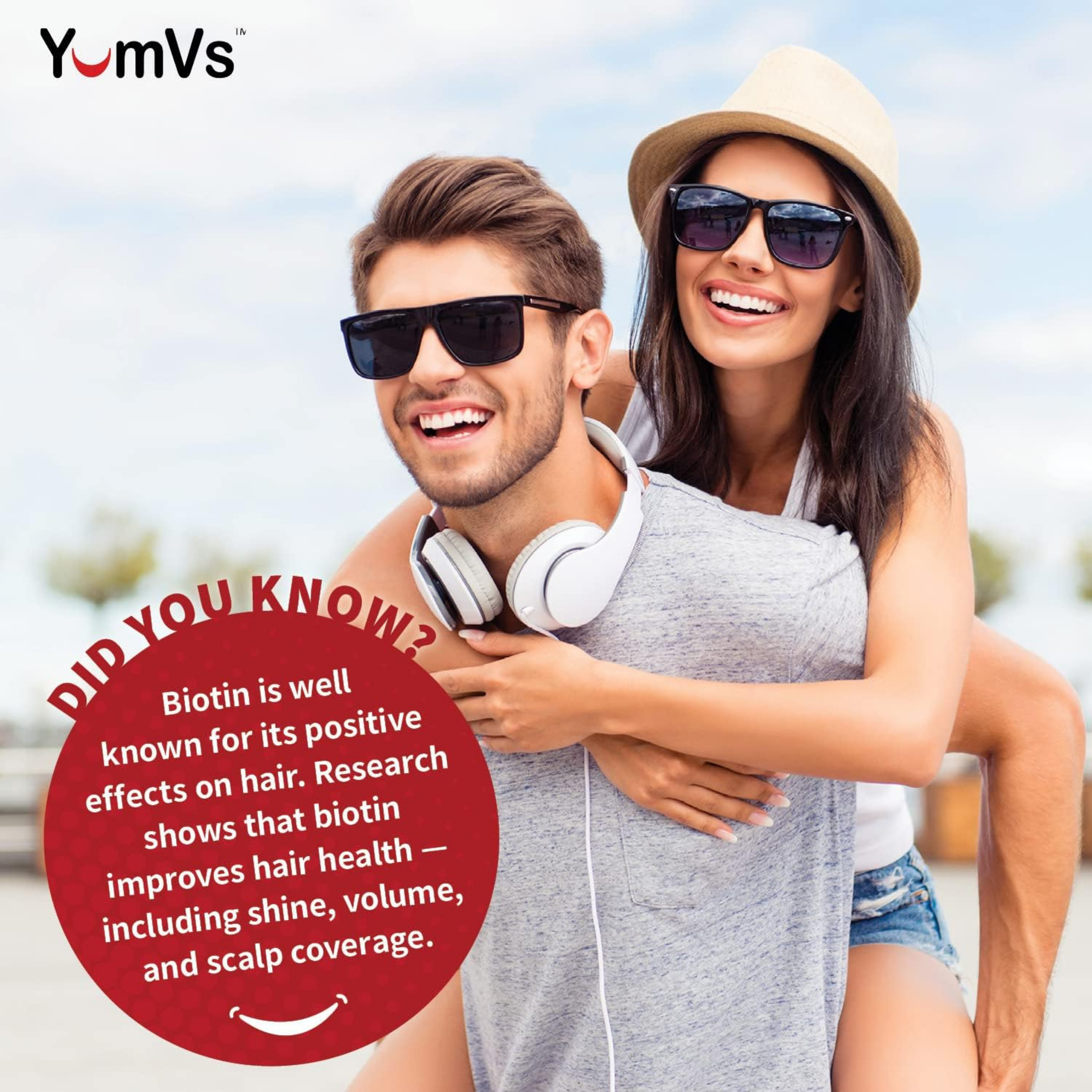 YumVs, Biotin High Potency, 5000 mcg, Raspberry Flavor, 100 Gummie