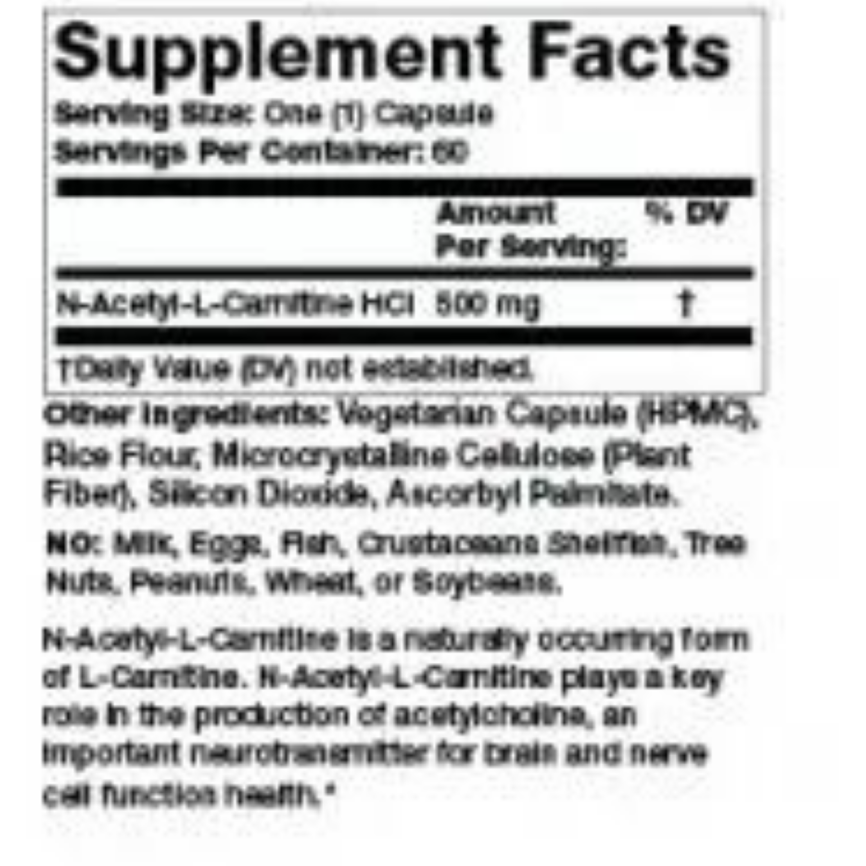 Olympian Labs, Acetyl L- Carnitine, 500 Mg, 60 Capsules