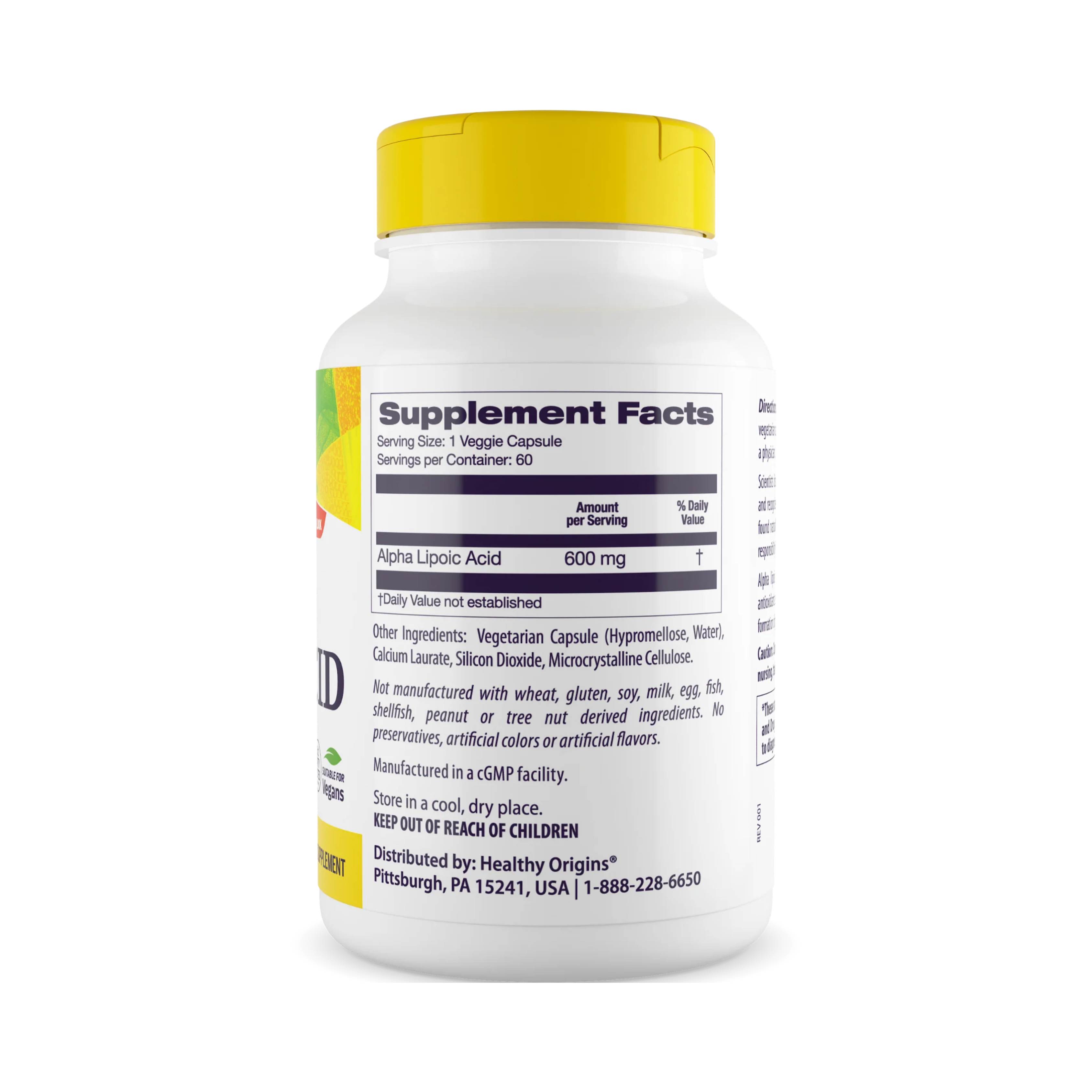 Healthy Origins, Alpha Lipoic Acid, 600 Mg, 150 Caps