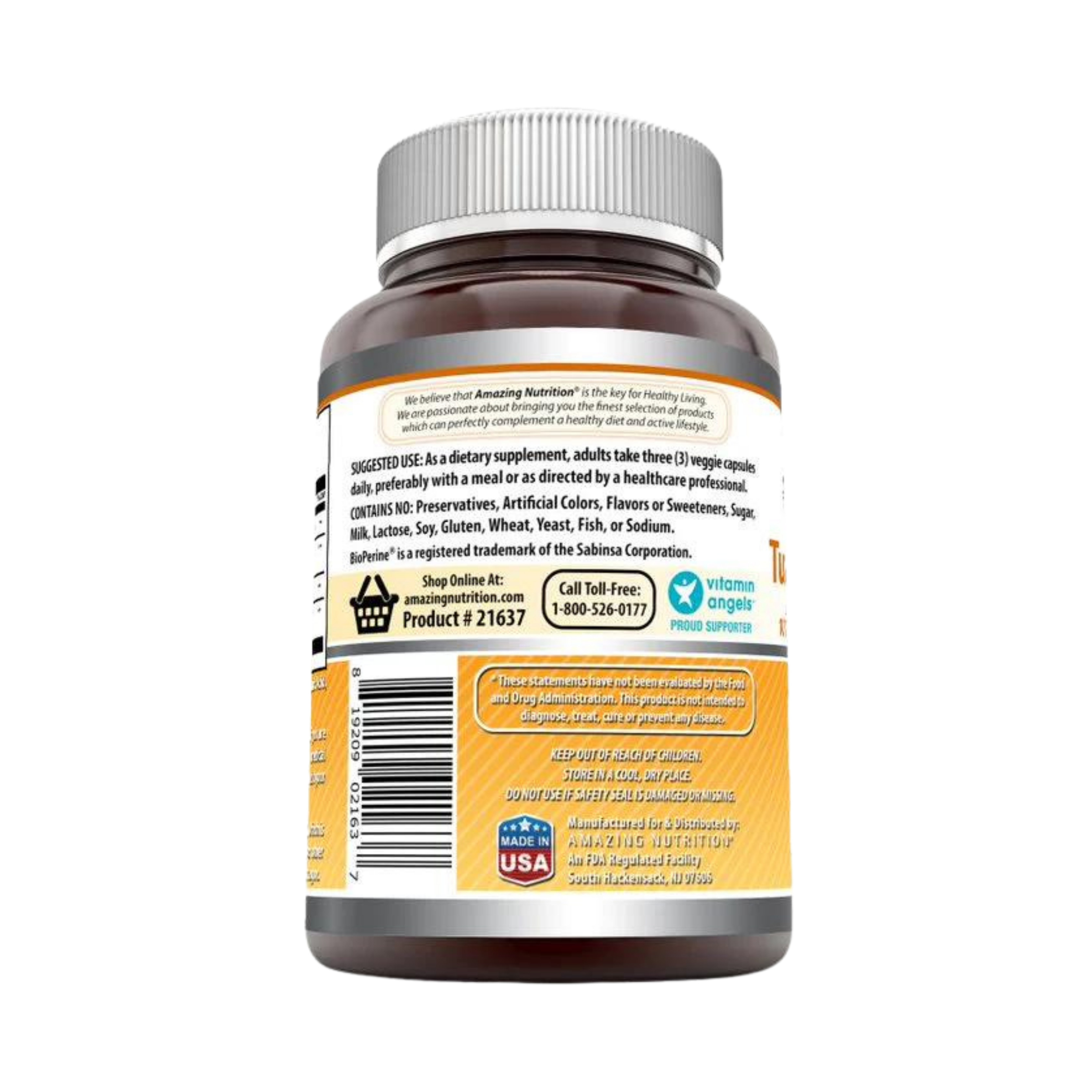 Amazing Formulas, Turmeric Curcumin BioPerine, 2250 Mg, 180 Veggie Capsules