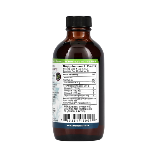 Amazing Herbs, Black Seed, 100% Pure Cold-Pressed Black Cumin Seed Oil, 4 Fl Oz