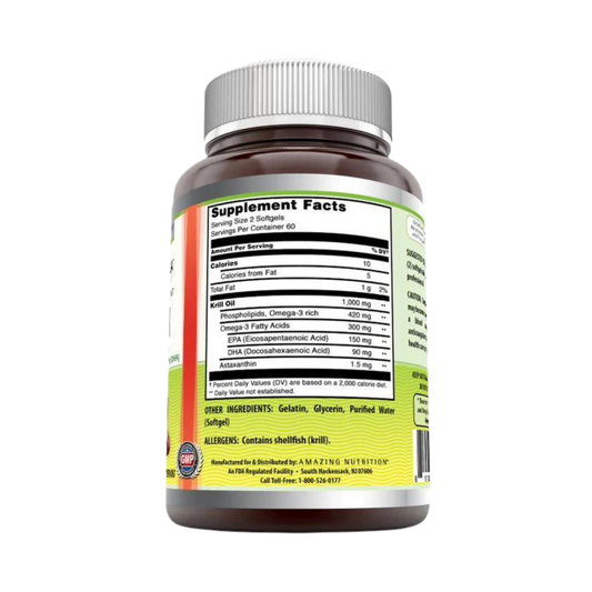 Amazing Omega, Krill Oil with Omega 3s EPA, DHA 1000mg, 120 Softgels