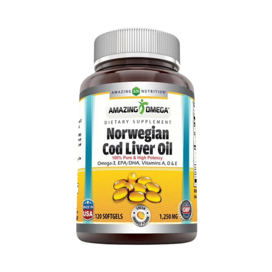 Amazing Omega, Norwegian Cod Liver Oil, Fresh Orange, 1250 Mg, 120 Softgels