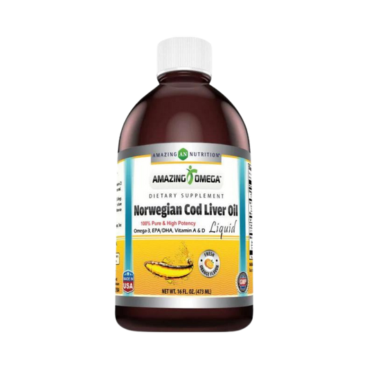 Amazing Omega, Norwegian Cod Liver Oil, Fresh Orange, 16 Oz