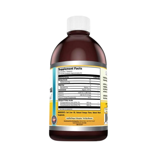 Amazing Omega, Norwegian Cod Liver Oil, Fresh Orange, 16 Oz