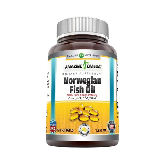 Amazing Omega, Norwegian Fish Oil, Lemon Flavor, 1250 Mg, 120 Softgels