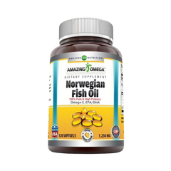 Amazing Omega Norwegian Fish Oil, Orange, 1250 Mg, 120 Softgels
