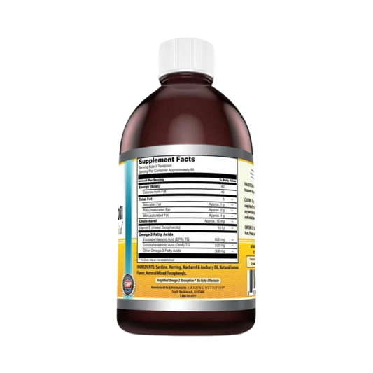 Amazing Omega, Norwegian Liquid Fish Oil, Lemon Flavor, 16 Oz