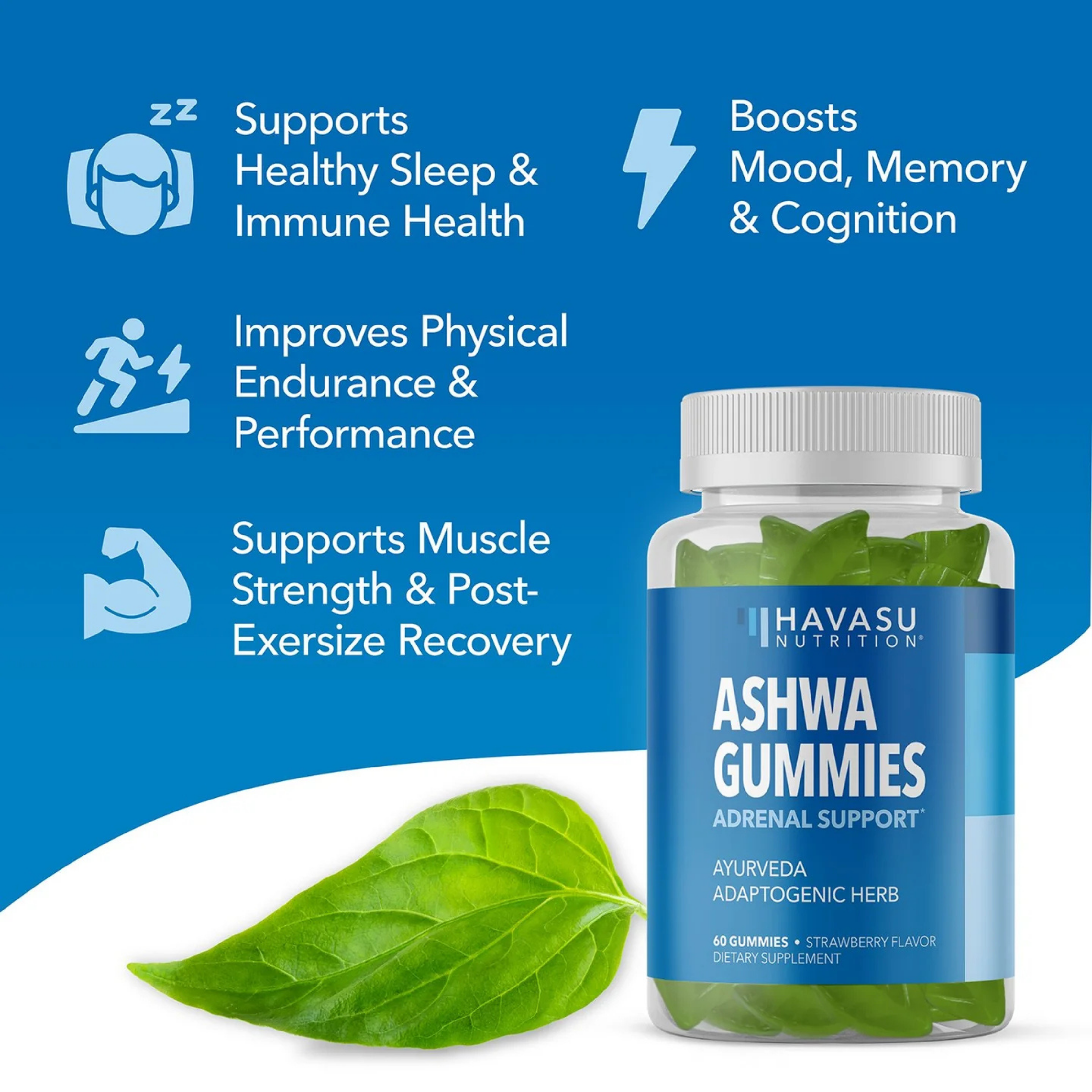 Havasu Nutrition, Ashwa Gummies, Strawberry, 60 Gummies
