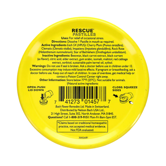 Bach, Original Flower Remedies, Rescue Pastilles, Black Currant Flavor, 50 Gm
