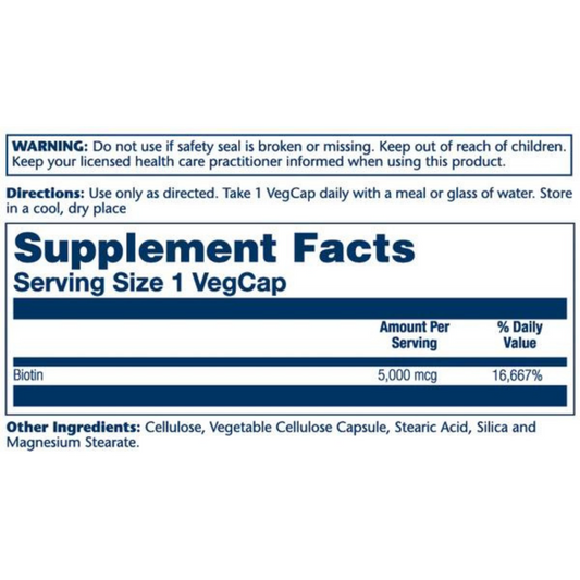 Solaray, Biotin, 5,000 Mcg, 60 Capsules