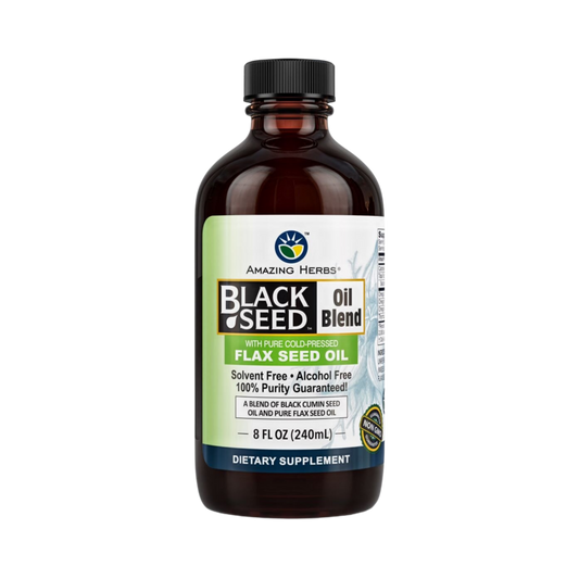 Amazing Herbs, Black Seed Oil Blend, With Pure Cold-Pressed Flax Seed Oil, 8 Fl Oz