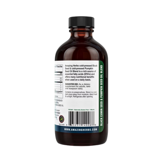 Amazing Herbs, Black Seed Oil Blend with Pumpkin Seed Oil, 8 Fl Oz