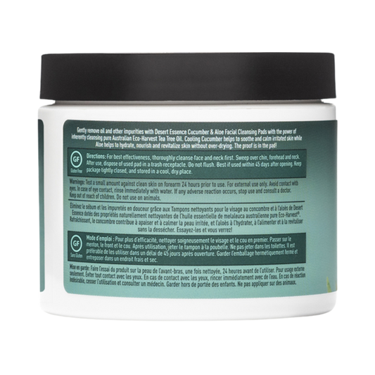 Desert Essence, Cucumber & Aloe Facial Cleansing Pads, 50 Pads